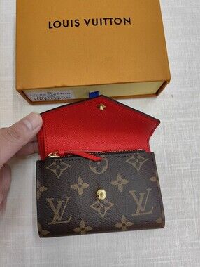 Louis Vuitton Monogram Folding Wallet with Red Interior